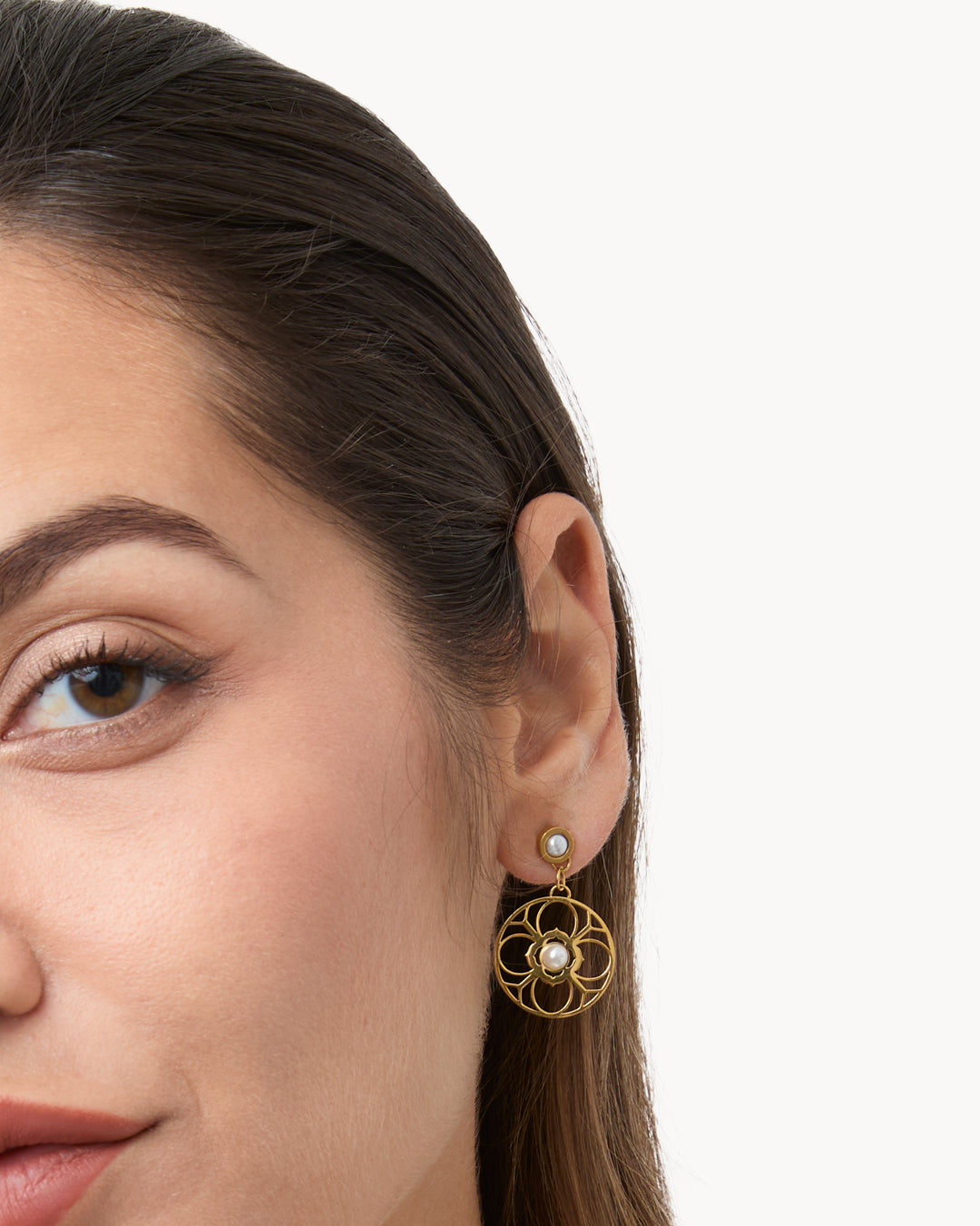 Boucles d'oreille  Pendantes  Dentelle Perle Intemporelle Blanche