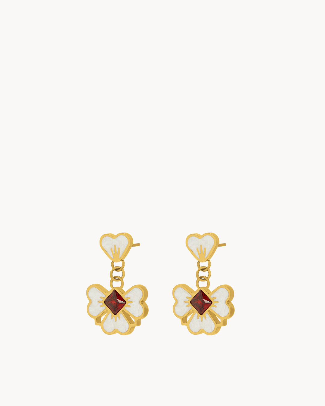 Boucles d'oreille  Pendantes Fleur Blanche Amour Chanceux