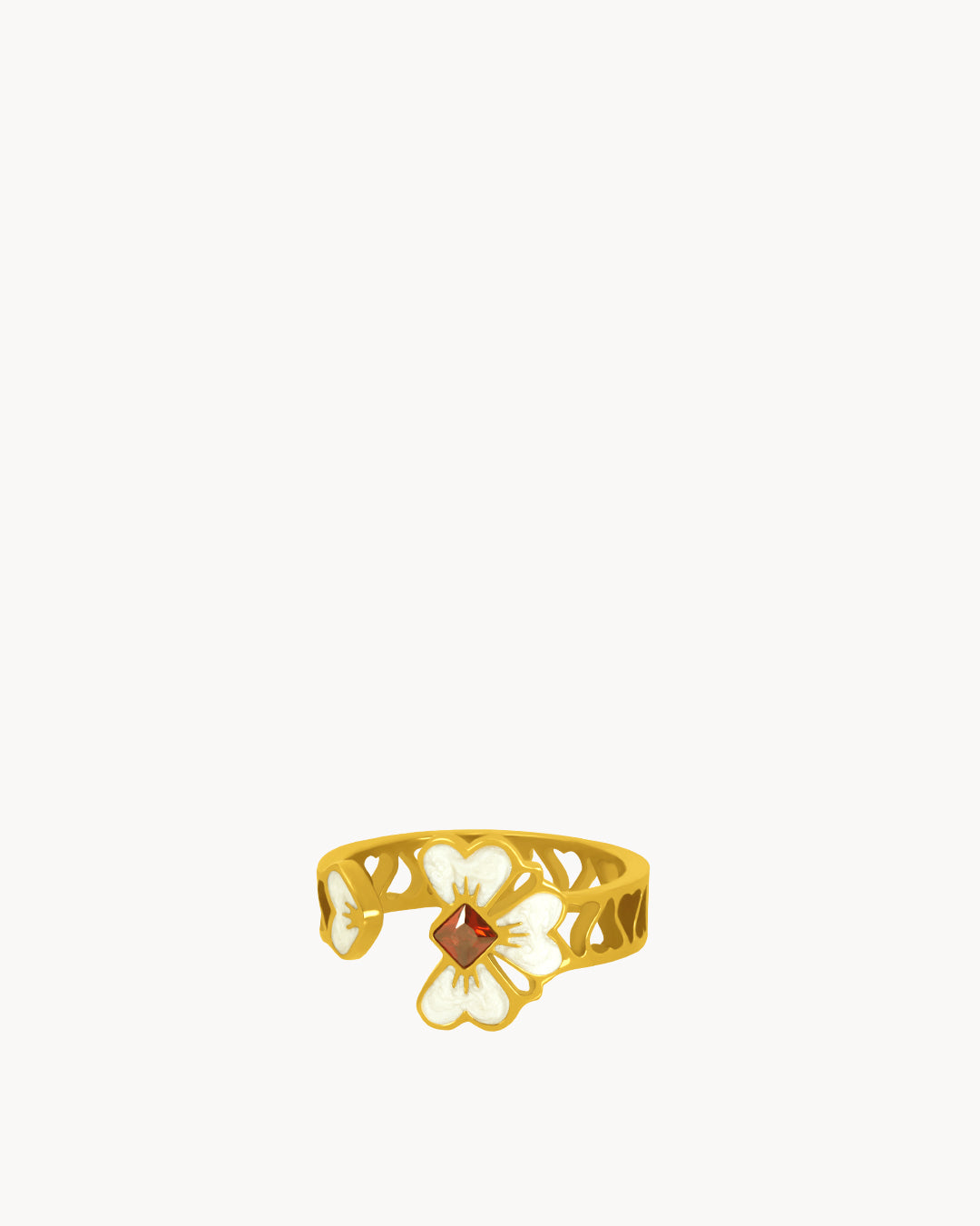 Bague Fleur Blanche Amour Chanceux