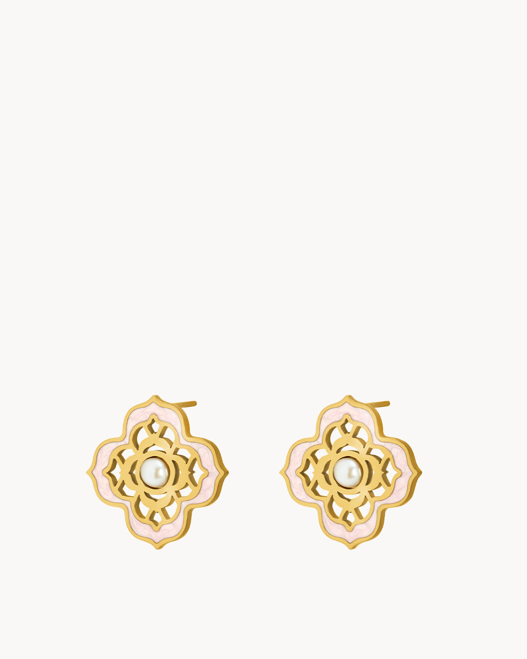 Boucles Clous Dentelle Rose Perle Intemporelle