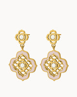 Boucles d'oreille  Pendantes Dentelle Rose Perle Intemporelle