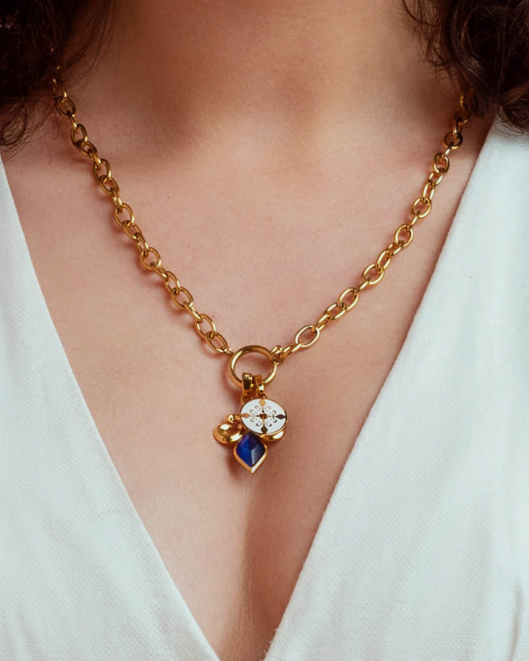 Pendentif Mosaic Fleur de Lis Blanche