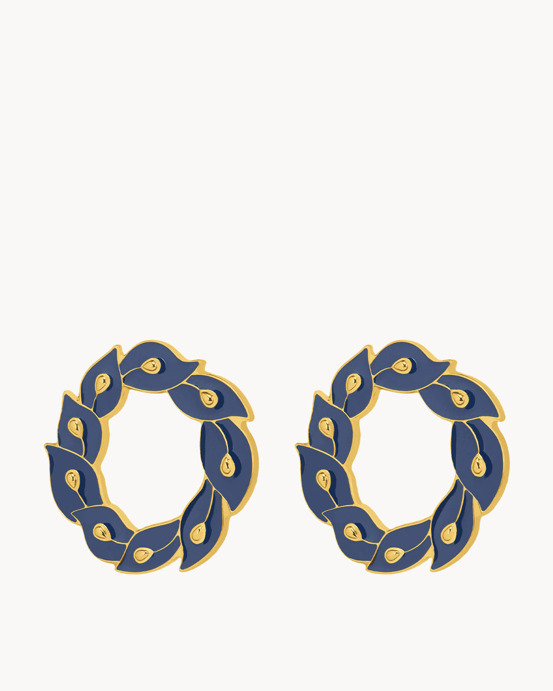 Boucles clous couronne de plumes Bleue
