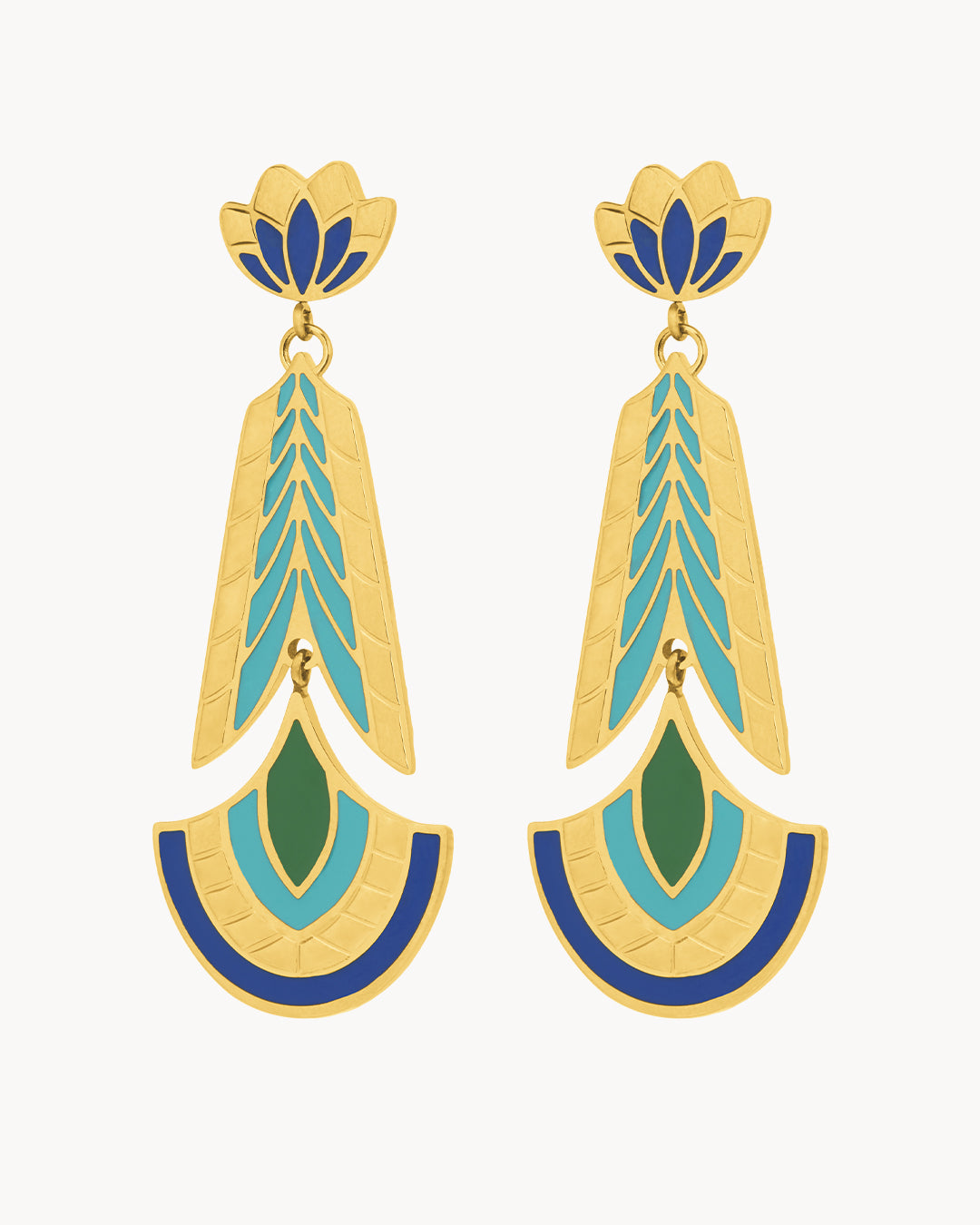 Boucles d'oreille  Pendantes plumes de paon