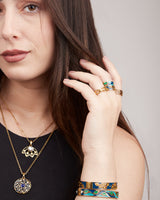 Bague couronne de plumes Bleue